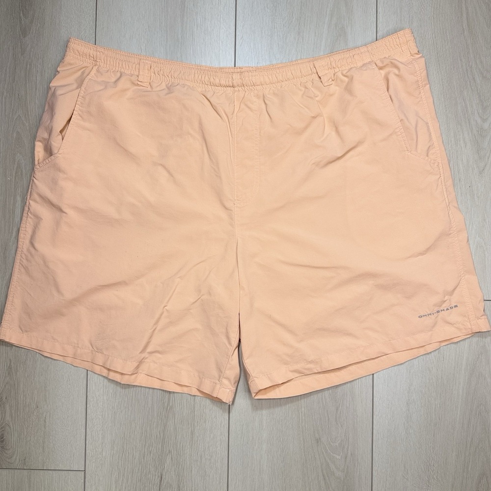 VTG Columbia PFG‎ Omni-Shade Peach Nylon Fishing Swim Shorts Men's 2X UPF FLAWS